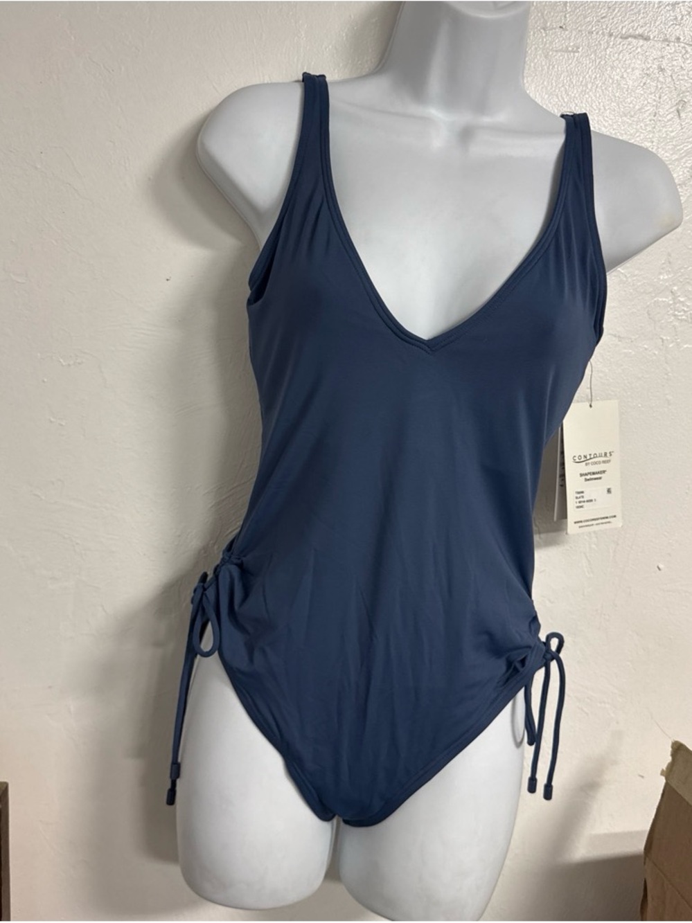 NTW Shape maker by Coco Reef Navy V-Neck One-Piece Swimsuit with Side Ties